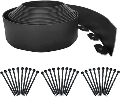 Garden Edging Borders 20FT,Landscape Edging Black[Extra Tall 4IN High] with 30pcs Plastic Stakes, Lawn Edging Flexible DIY Fence for Landscaping,Flower Bed,Grass,Gravel,Tree Surrounding