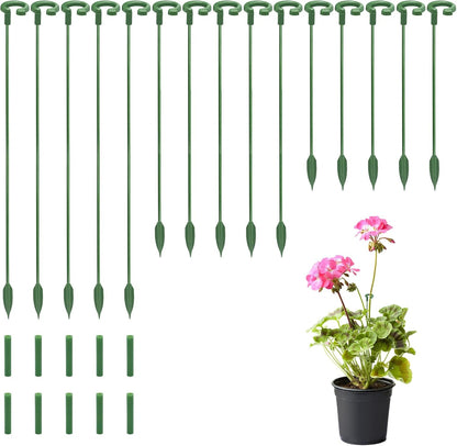 Adjustable Plant Support Stakes with, 15 Pack Green Garden Stakes for Indoor Outdoor Potted Plants, Orchids, Tomatoes, Roses, Single Stem Support Stakes