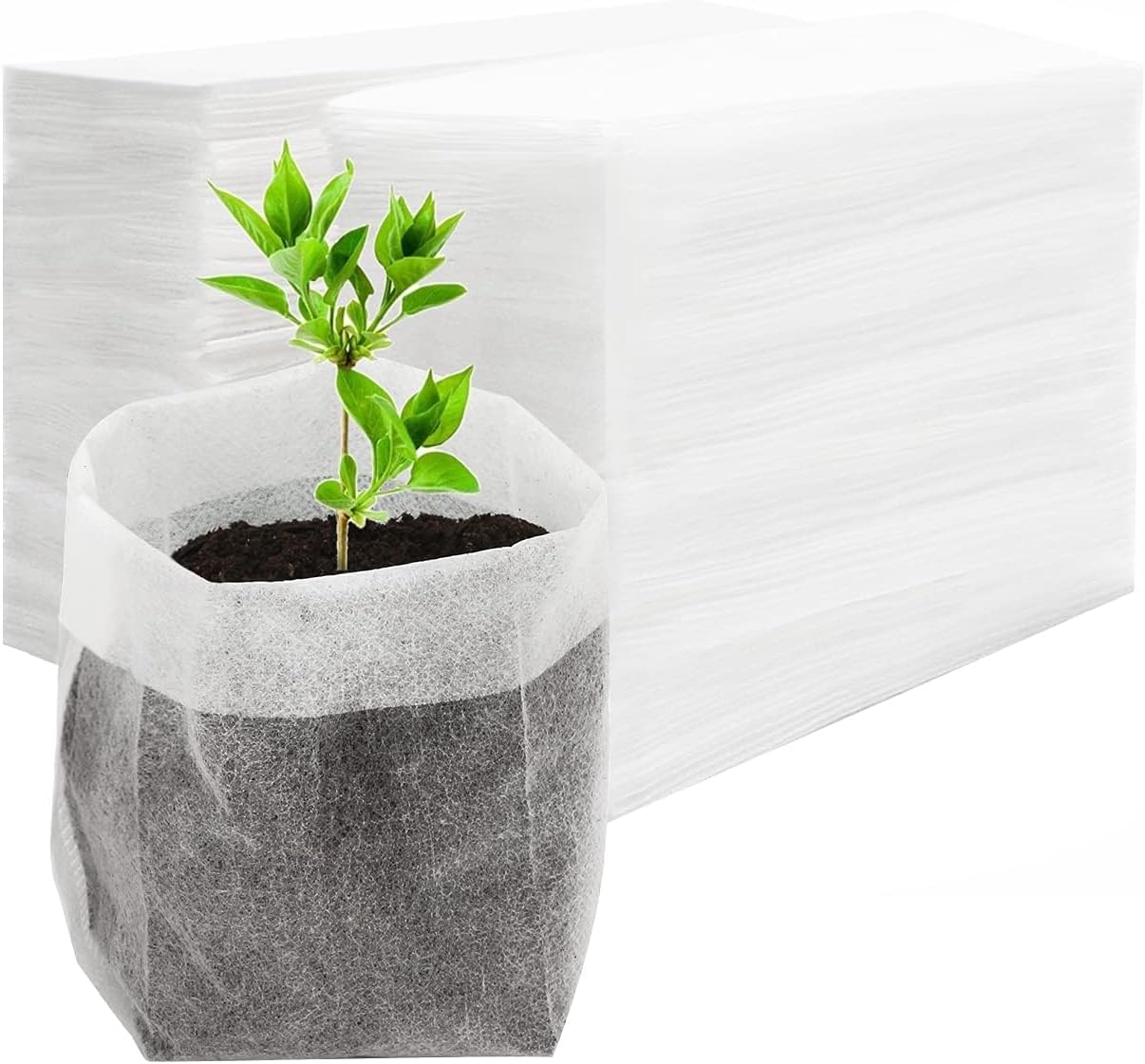 Plant Grow Bags, 400pcs Plant Nursery Bag 5.5 x6.3 Inches, Fabric Seedling Pots Non-Woven Pouch for Potato, Flower, Tomato Plant Starts & Clones, Fruit Protection Bags Home Gardening Supply