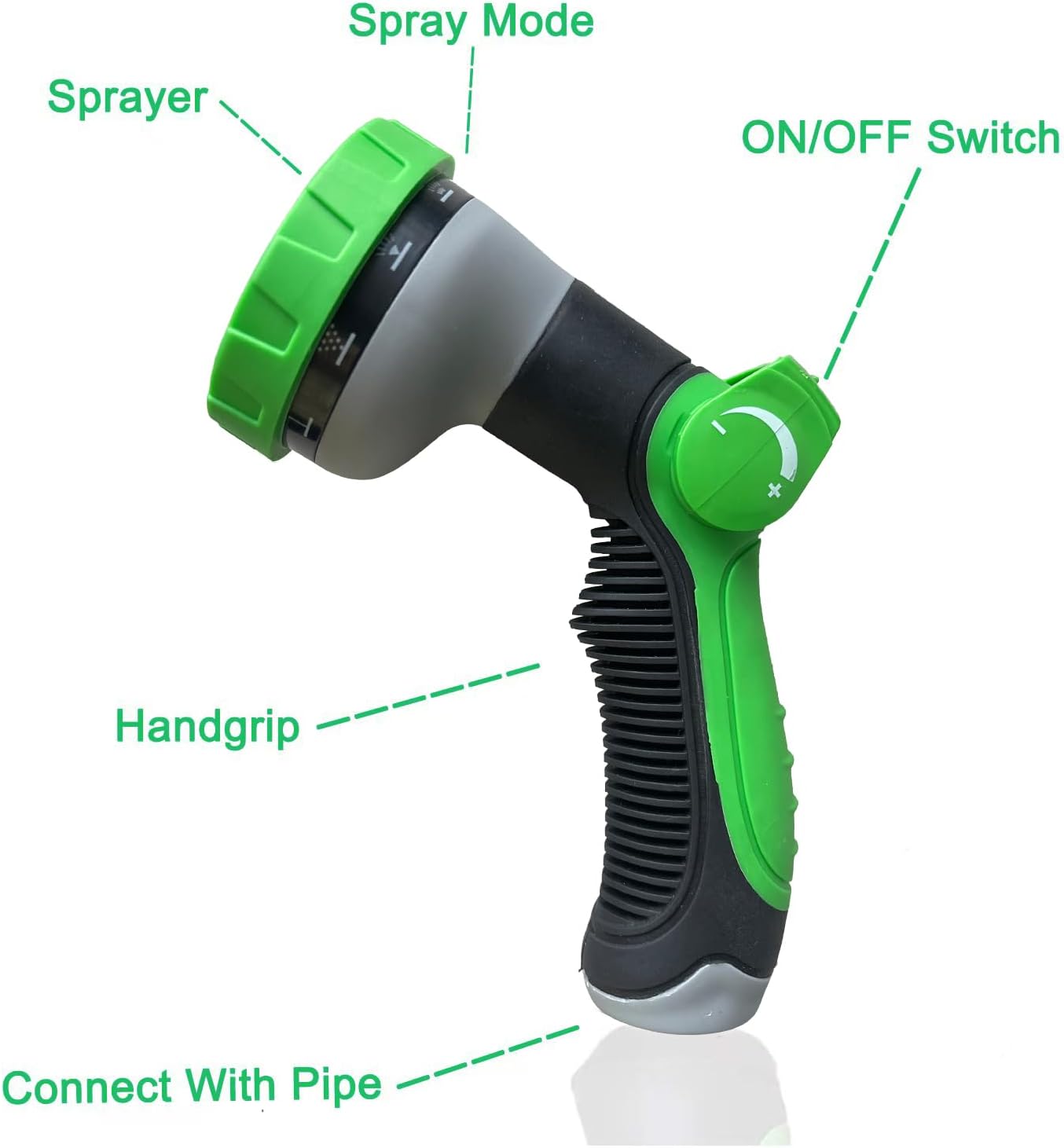 100Ft Non-Expandable Garden Hose, Flexible Water Hose with 10-Pattern Spray Nozzle, Lightweight Hose Pipe, Kink-Free, Leak-Proof, 3/4" Solid Metal Fittings (Green)