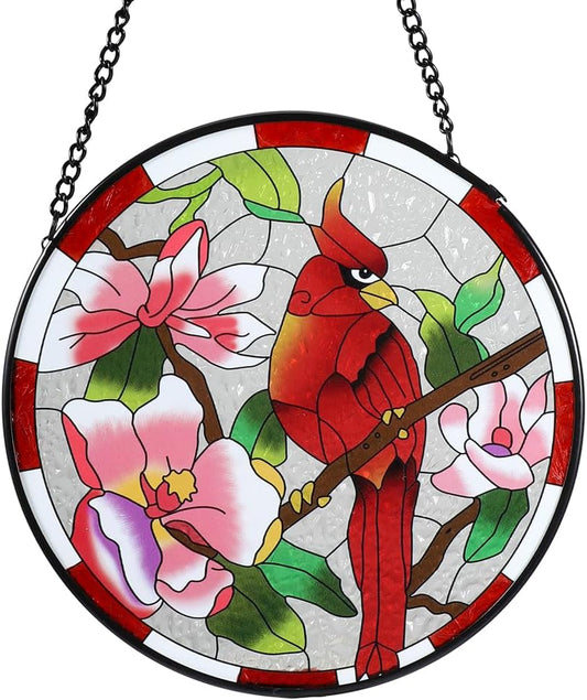 Vindar Cardinal Suncatcher Stained Glass, Stained Glass Window Hanging, Memorial Gifts for Women