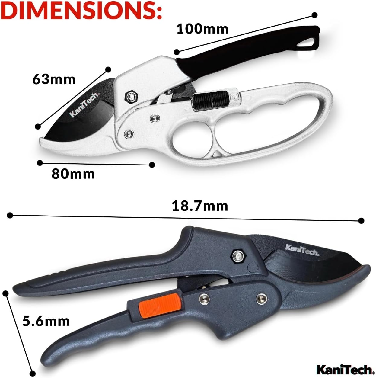 Pruning Shears for Gardening with Gloves - Heavy Duty Garden Shears, Aluminum Hand Pruners with TPR Grip Handle, 8 inch 3.55mm Thick Blade - for Branches, Flowers & Plants (Black Set of 2)