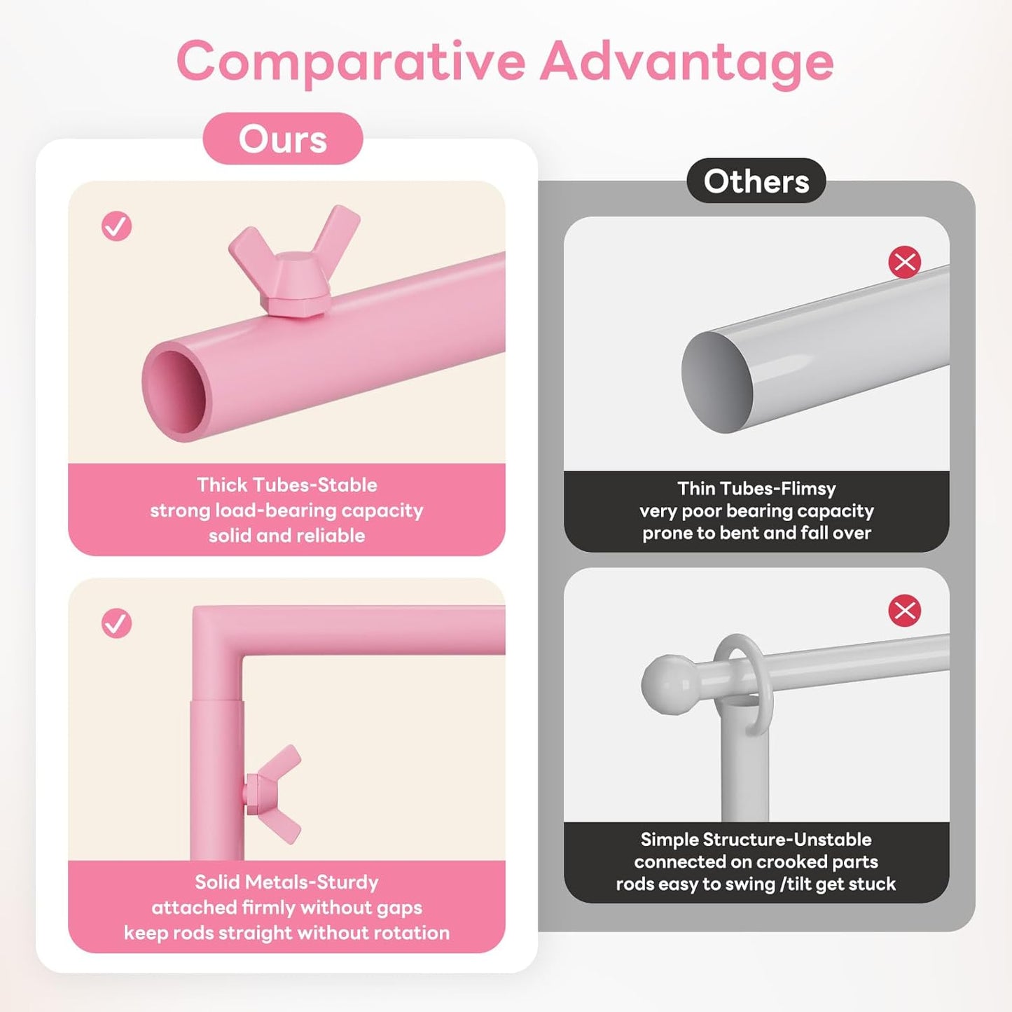 Over The Table Rod Stand with Clamps, Adjustable 32''-79'' Tall 32"-131" Length, Pink Table Arch Stand Metal Balloon Frame Hanging Rod for Weddings Birthdays Party Garden Arbors Decoration