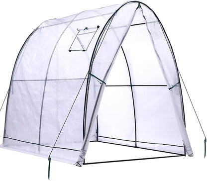 Ohuhu Portable Tunnel Greenhouse Outdoor: Heavy Duty Walk in Green House with Mesh Windows Durable Plastic PE Cover for Outside, 5.9x5.9x6.6 FT, White