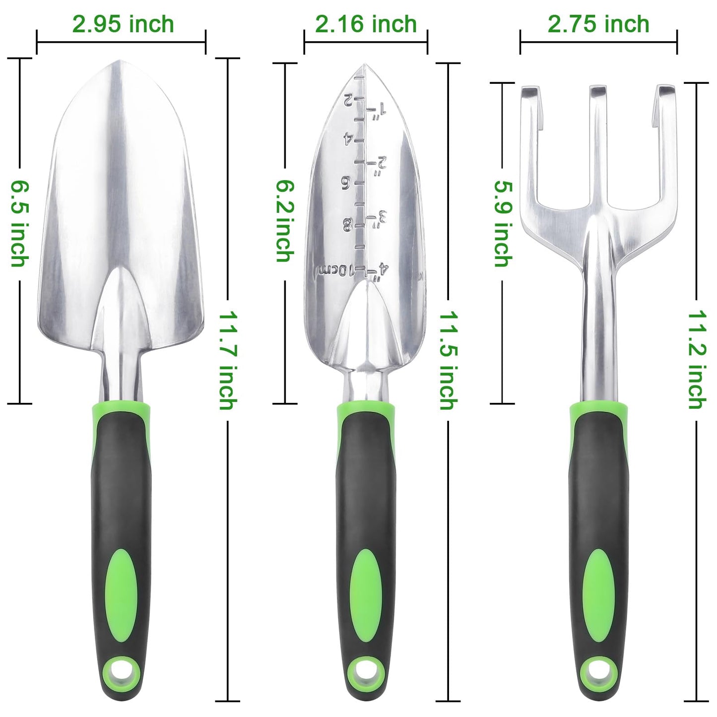 Garden Tools Set, 3 Pack Heavy Duty Gardening Tools Set Include Garden Shovel, Transplant Trowel