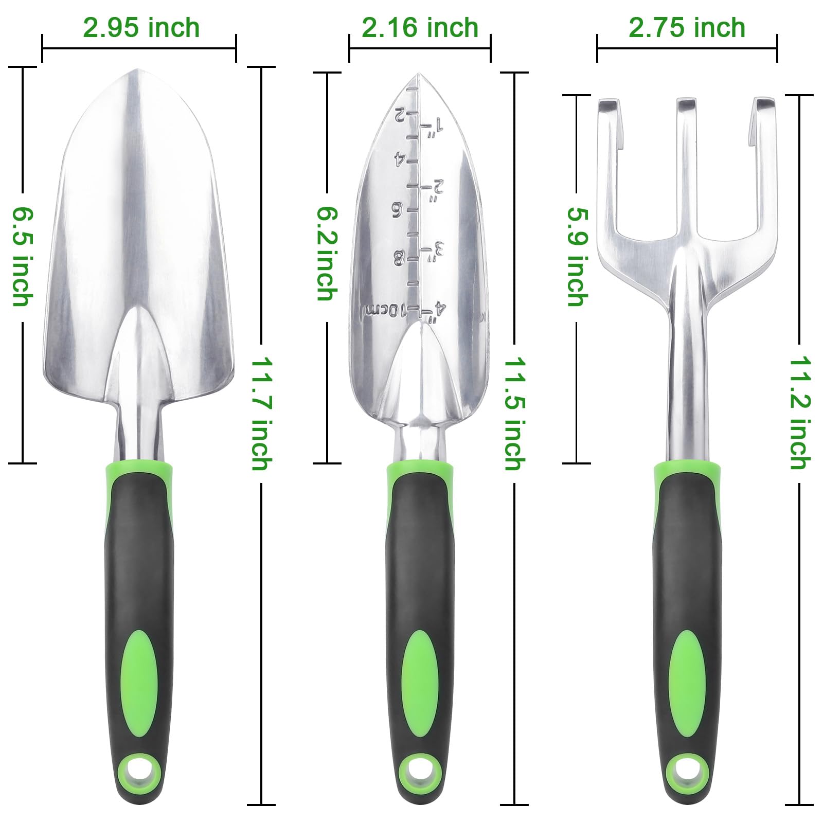 Garden Tools Set, 3 Pack Heavy Duty Gardening Tools Set Include Garden Shovel, Transplant Trowel