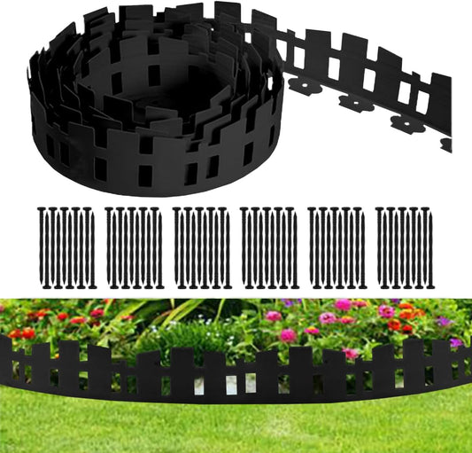 Garden Edging 33FT, Landscape Edging Borders [Extra Tall 4.6IN ] Flexible Lawn Edging Kit with 60pcs Stakes,Mini Plastic Fence for Tree Flowerbeds Grass Yard -Black-1