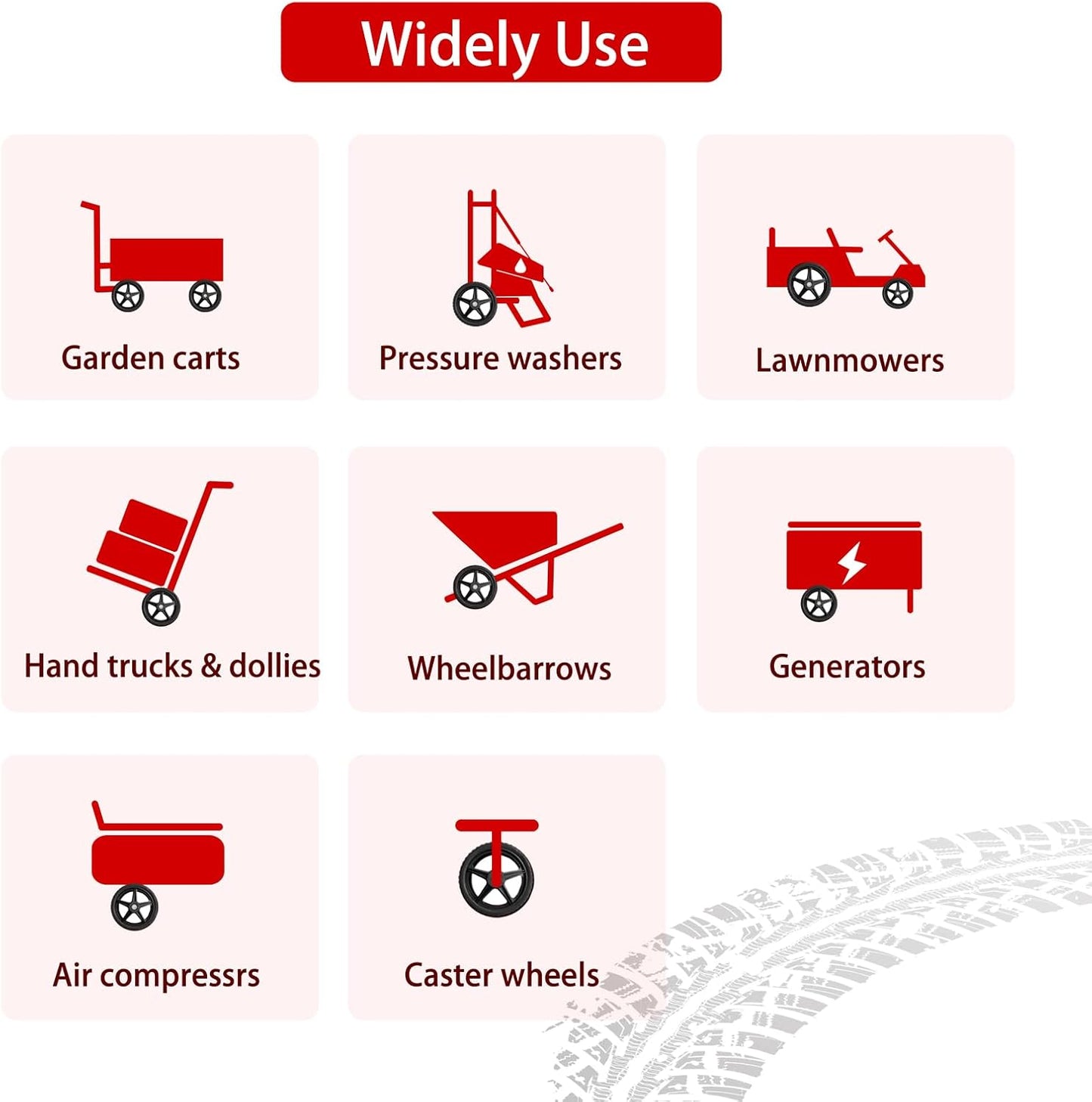 Parts Camp 14" Spoked Plastic Wheel and Tire 14 x 1.75'' Lawn Mower Wheels Kits For Push Mowers/Hand truck tires/Tool carts/Garden cart/Pressure Washer/Generator/Wheelbarrow/Dolly Wheel(Set of 2)