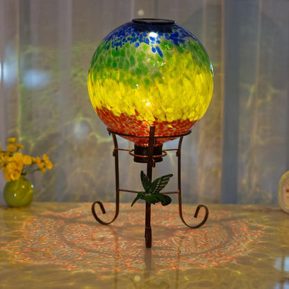 Stargarden Solar Powered Gazing Ball, 10 Inch Glass Gazing Globe, Decorative Gazing Balls with Metal Ball Stand, Colorful Solar Globes for Patio, Lawn, Garden Decor