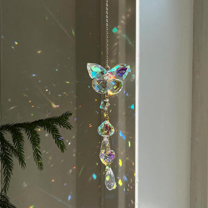 Crystal Butterfly Suncatcher for Windows Hanging Prism Ornament Indoor Rainbow Maker Home Sun Catchers Decoration, Butterfly