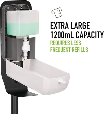 Alpine Automatic Hand Sanitizer Dispenser - Touchless Soap Dispenser with Floor Stand for Restaurant, Hospital, School, Hotel, Kitchen and Bathroom -1200mL Foam White