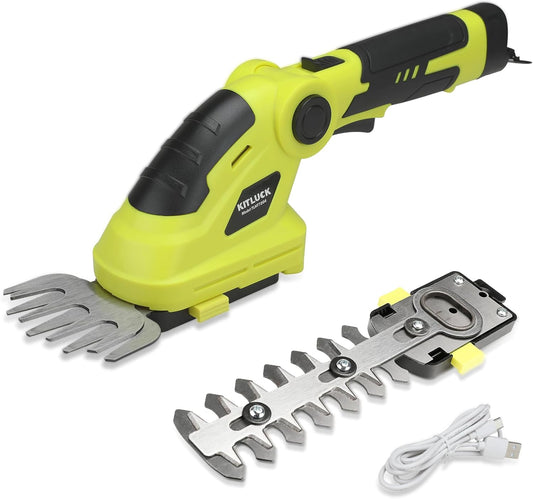 KITLUCK 8V Cordless 2-in-1 Grass Shear & Hedge Trimmer,Handheld Electric Grass Trimmer Hedge