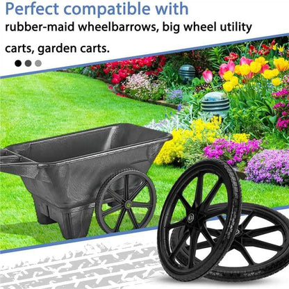Upgraded 20" Flat Free Wheels Compatible with rubbermaid Wheelbarrow Tires, 20" Flat Free Tires with 5/8" Bearings Replacement for rubbermaid Cart Wheels/Big Wheel Utility Carts(5/8" Bearings)