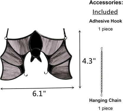 Stained Glass Bat Decor Window Hangings Ornament, Gothic Bat Suncatcher Halloween Decorations Gifts, Handmade Occult Sun Catchers Indoor Window Home Decor