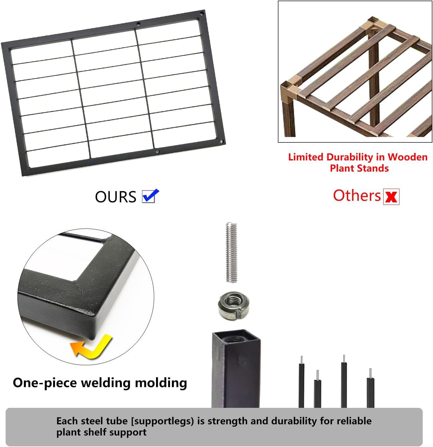 Metal Plant Stand, 6 Tier 12 Potted, Upgrade Multiple Plant Rack Shelf Organizer, Indoor Planter Display Shelving Unit for Patio Garden Corner Balcony Living Room