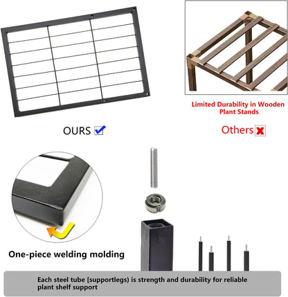 Metal Plant Stand, 6 Tier 12 Potted, Upgrade Multiple Plant Rack Shelf Organizer, Indoor Planter Display Shelving Unit for Patio Garden Corner Balcony Living Room