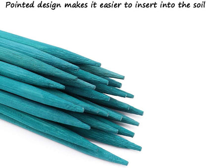 Garden Wood Plant Stakes Green Bamboo Sticks,HAINANSTRY Sturdy Floral Plant Support Stakes Wooden,Wooden Sign Posting Garden Sticks(25 Pack 18 Inches)