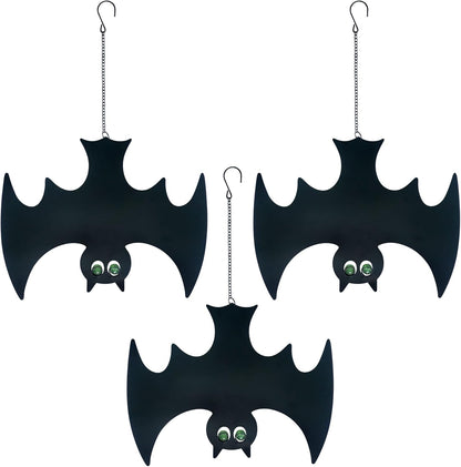 Outdoor Metal Bats, Halloween Decoration, Glow-in-The-Dark Hanging Bats, Silhouette Pendant Outdoors, Halloween Decorative Animals, Set of 3