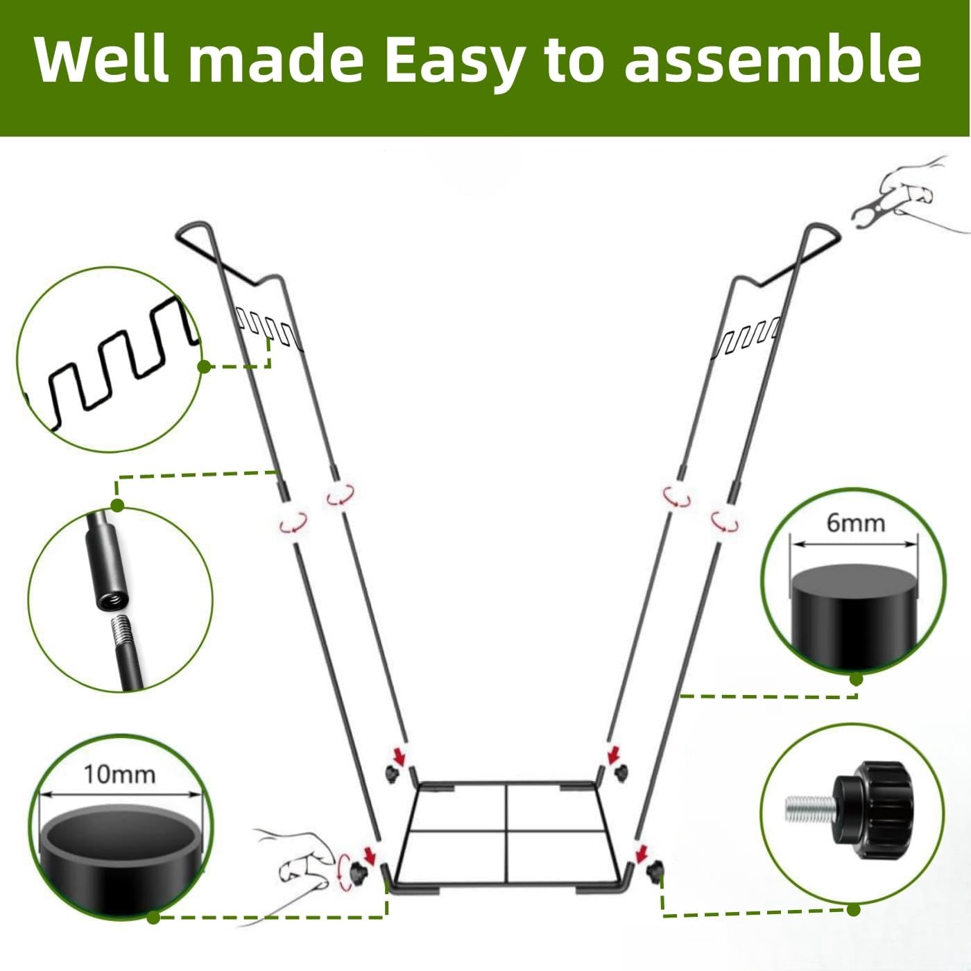 2PCS Garden Trash Bag Holder - Outdoor Leaf Bag Support Stand Multi-Use Metal Garbage Bag Holder Frame Holds 30-45 Gallons Bag for Leaves, Camping, Yard Weeding, Lawn Party