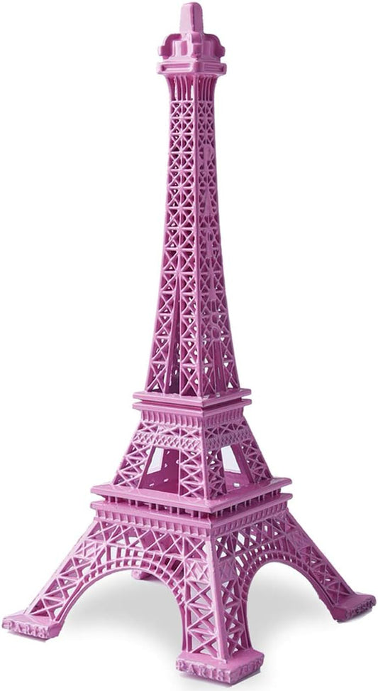 ESHATO Pink Metal Eiffel Tower Statue, 7inch Decorative Figurine Replica Stand Holder for Cake
