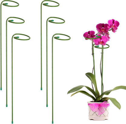 uxcell 6pcs Plant Support Stakes, 14inch Single Stem Stakes Garden Plant Cage Support Rings for Orchid Rose Tomato Peony Flowers