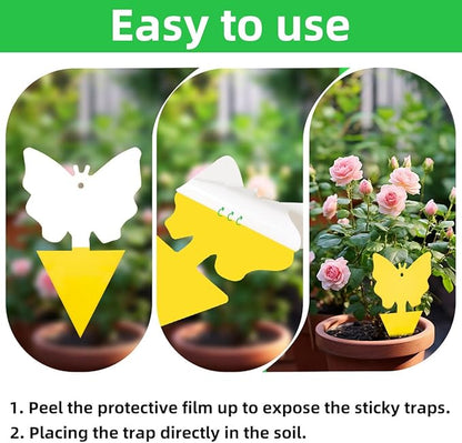 36 Pcs Classic Sticky Traps for Fungus Gnat (Plants), Fruit Fly, Whitefly, and Fly, Yellow Sticky Insect Catcher Traps for Indoor/Outdoor, Kitchen, and Plants, High-End Glue, Non-Toxic, 4 Shapes