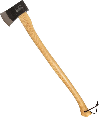 Prandi Axes Yankee C45 Forged Carbon Steel Hatchet - Hickory Handle with Leather String - Ideal for Firewood, Splitting, and Chopping - 35.43" L x 7.95" W, 1800g Head 3.086.18.TH