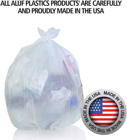 Aluf Plastics 40-45 Gallon Trash Bags Source Reduction Series Value High Density 16 Micron (equiv) Intended for Home, Office, Bathroom, Paper, Styrofoam (Pack of 250)