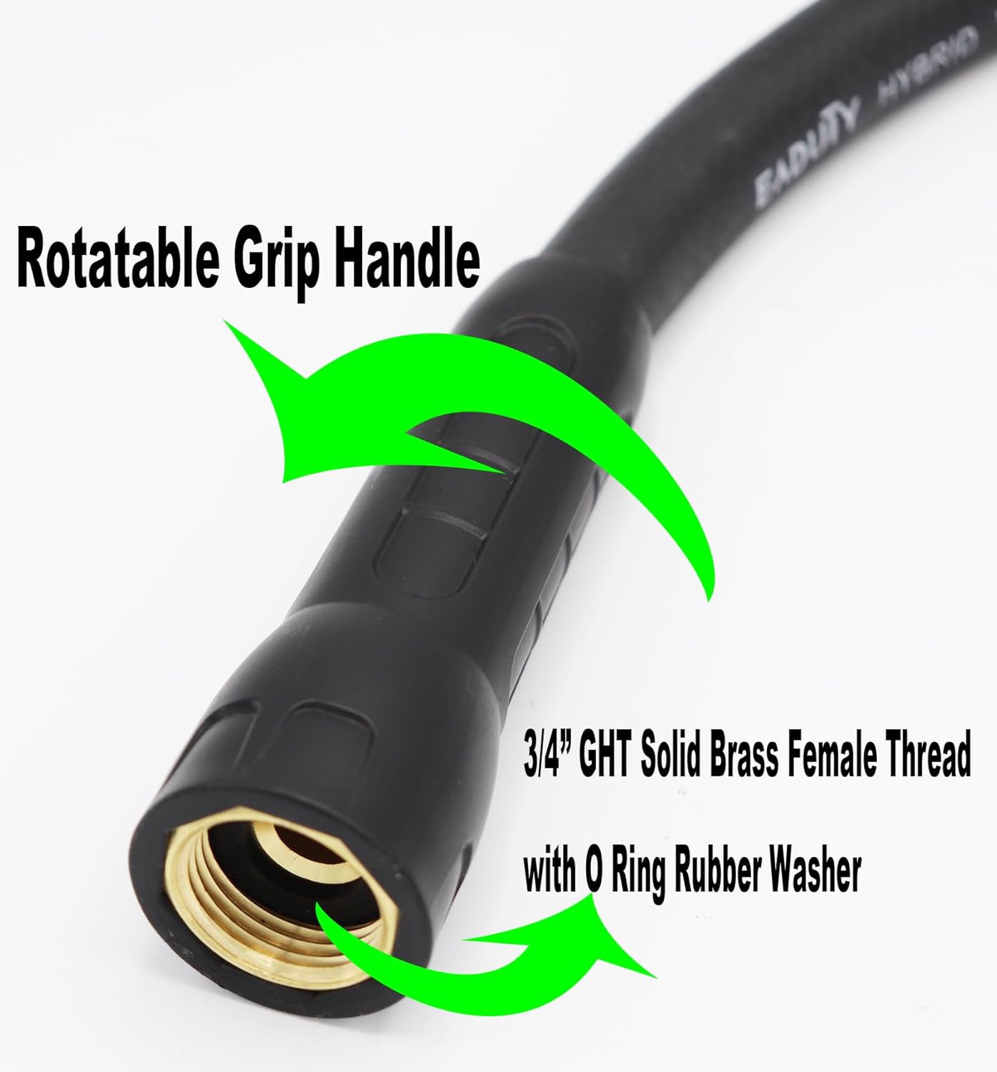 Hybrid Garden Hose 5/8 IN. x 25 FT, Heavy Duty, Lightweight, Flexible with Rotatable Grip Handle and Solid Brass Fittings