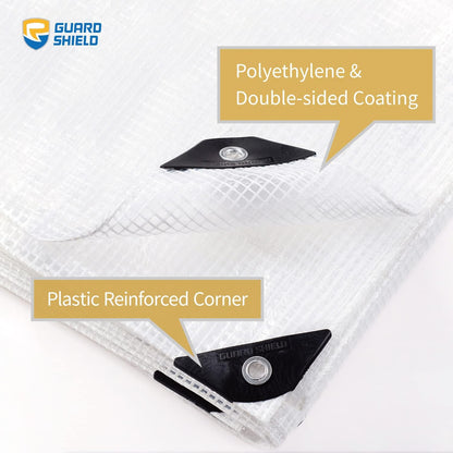 GUARD SHIELD Clear White Tarp Heavy Duty 10x20 Feet Waterproof for Greenhouse Outdoor Garden Poly Cover UV Resistant 3x3 Weave 10mil (3-Pack)