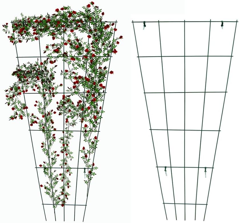 Green PVC Pot Trellis 57''x31.5 Metal Plant Stakes for Climbing Plants Pack of 2