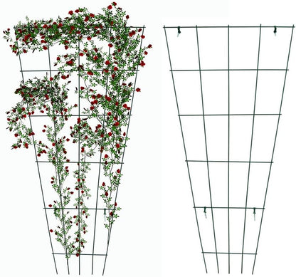 Green PVC Pot Trellis 57''x31.5 Metal Plant Stakes for Climbing Plants Pack of 2