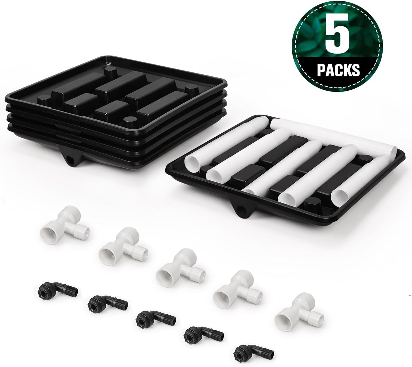 Ez-Pz Runoff Trays 15.5in Garden Flood and Drain Plant Base with PVC Legs and Drain Fitting, Elevated Plant Saucers for Use in Indoor Grow Tents, Greenhouses, and Outdoor Gardens