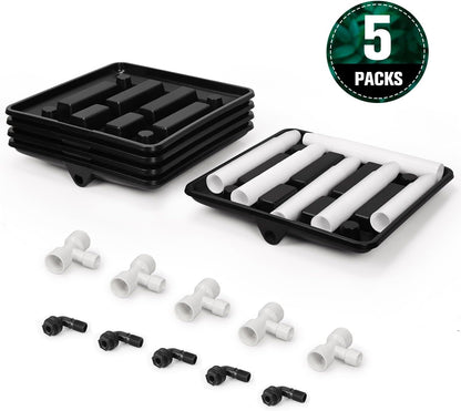 Ez-Pz Runoff Trays 15.5in Garden Flood and Drain Plant Base with PVC Legs and Drain Fitting, Elevated Plant Saucers for Use in Indoor Grow Tents, Greenhouses, and Outdoor Gardens