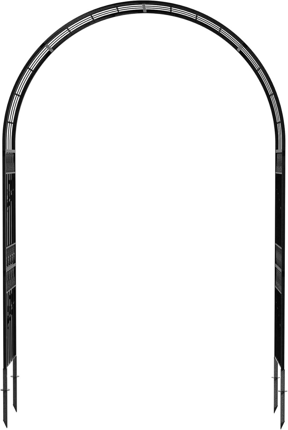 Jardineer Leaf-Patterned Garden Arch Trellis, 70.9W x 104.3H x 20.5D inch, Metal Garden Arbor with Decorative Leaf Design, Rustproof with Extended Thick Ground Stakes (Black)