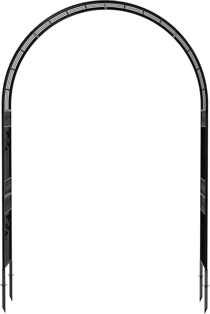 Jardineer Leaf-Patterned Garden Arch Trellis, 70.9W x 104.3H x 20.5D inch, Metal Garden Arbor with Decorative Leaf Design, Rustproof with Extended Thick Ground Stakes (Black)