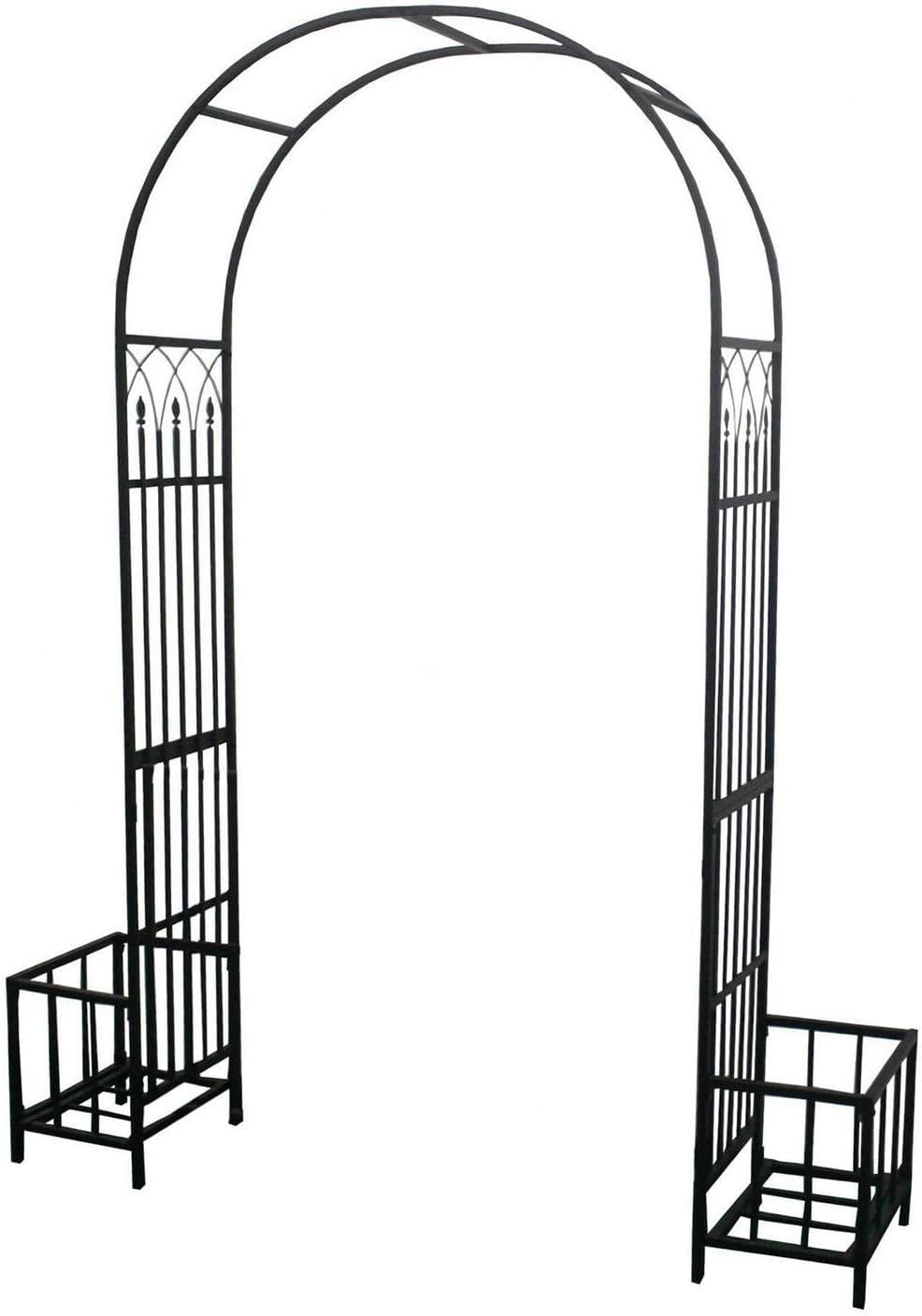 1. GO Steel Garden Arch with Plant Basket, 6'9" High x 3'9" Wide, Garden Arbor for Various Climbing Plant, Outdoor Garden Lawn Backyard