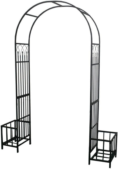 1. GO Steel Garden Arch with Plant Basket, 6'9" High x 3'9" Wide, Garden Arbor for Various Climbing Plant, Outdoor Garden Lawn Backyard