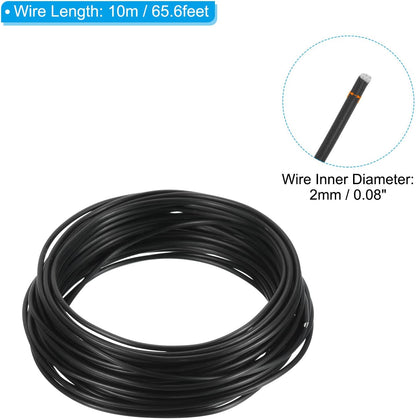 PATIKIL 2.0mm Bonsai Training Wire, 2 Rolls Floral Wire Stems Anodized Aluminum Tree Wire 65.6 Feet Total for Gardening Branch Fixing, Black