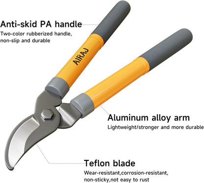 AIRAJ Bypass Loppers for Gardening | 16 Inch Garden Shears | SK5 High Carbon Steel Blade | Plants, Flowers and Tree Trimmer | Pruning Shears | Branch Cutter | Garden Loppers | Cutting 1.5” MAX