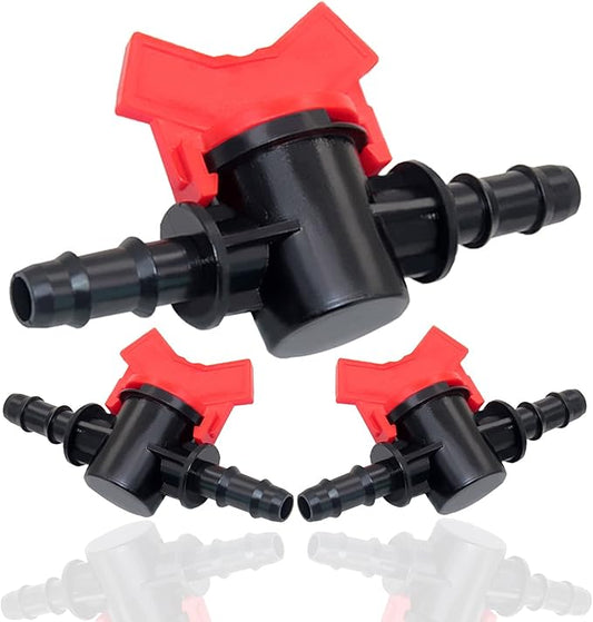 JoyTube 5/16" Drip Irrigation Switch Valve, Barbed Ball Valve for Garden Drip Irrigation (3 Pcs)