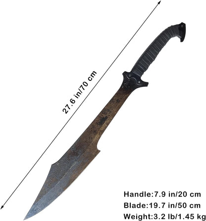 Full Tang Carbon Steel Machete Sword with Sheath for Practice, Outdoor Use, Collection-27.6 Inch