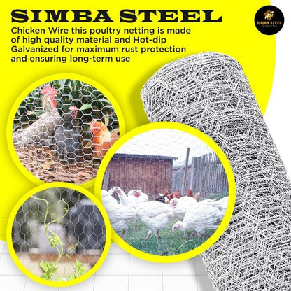 Chicken Wire 18 in x 25 FT x 2” Mesh x 20GA | Poultry Wire Netting | Hot Dipped Galvanised | Hexagonal Galvanized Mesh for Chicken Coop, Rabbit Cage, Fence Barrier PM18x25x2