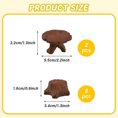 10Pcs Miniature Table and Chairs Set Mini Resin Furniture Ornaments Kit Mini Fairy Accessories for Fairy Garden DIY Garden Plant Pot