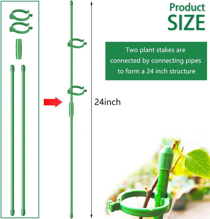 Belit 8 Pack Small Plant Support Plant Stakes, Adjustable Garden Single Stem Support Stake, Planter Support Ring for Orchid, Rose, Peony, Peppers and More, DIY 24 inch