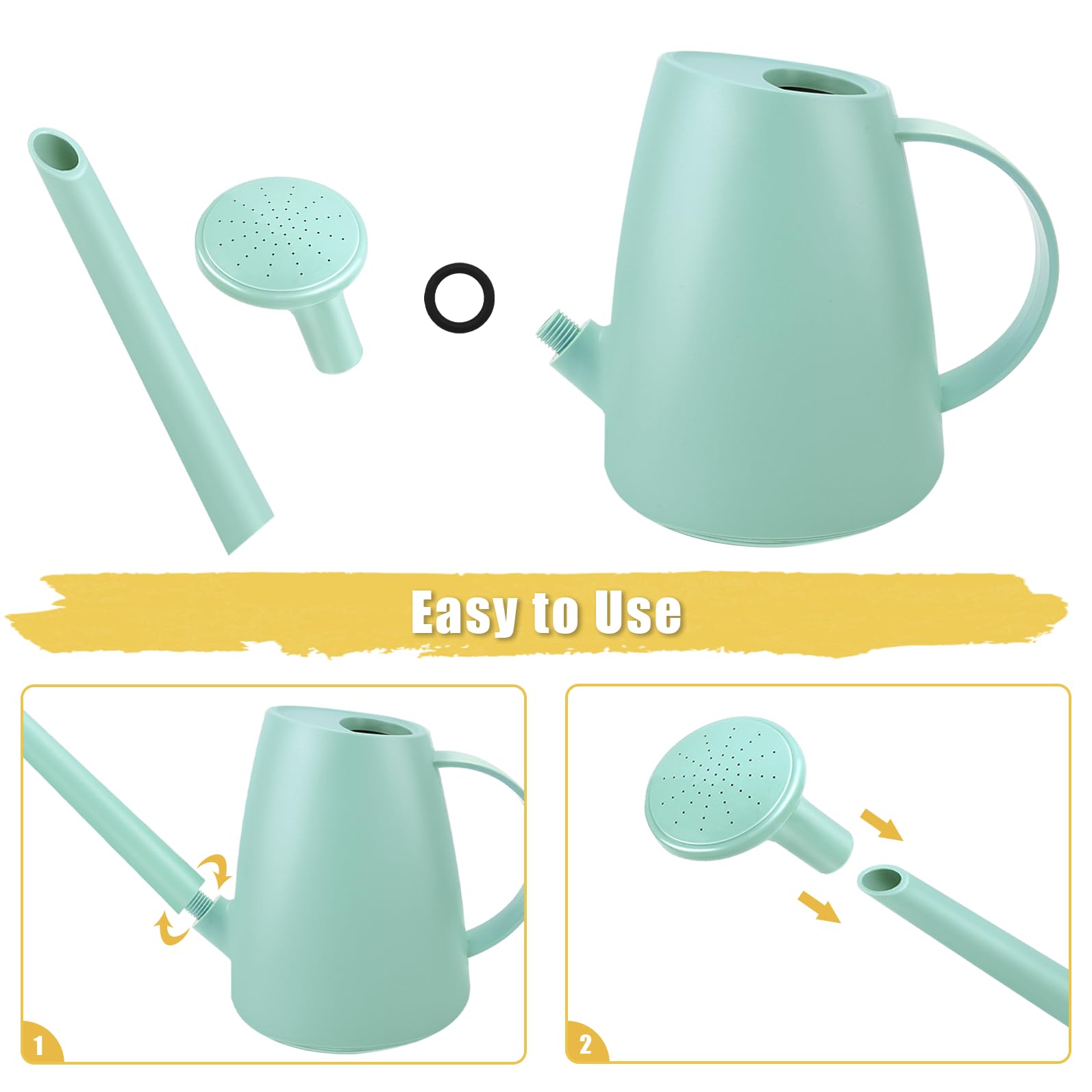 1.8L Watering Can, Small Watering Can for Indoor Plants with Long Spout