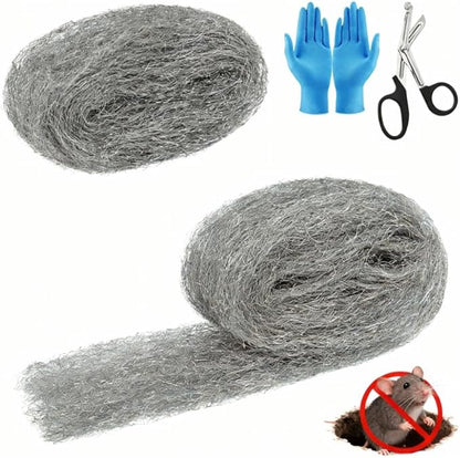 2 Pack Steel Wool Mice Control, 4"*21’ Mouse Traps Fill Fabric DIY Kit, Hardware Cloth Gap Blocker Mouse Rat Rodent Control for Holes, Wall Cracks, Vents(2 Rolls)