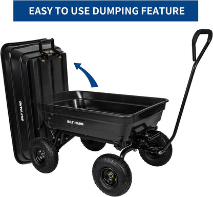 BILT HARD 600 lbs Poly Garden Dump Cart with 180° Rotating Handle, 4 Cu.Ft. Capacity Heavy Duty Wheelbarrow Garden Carts for Yard, Outdoor