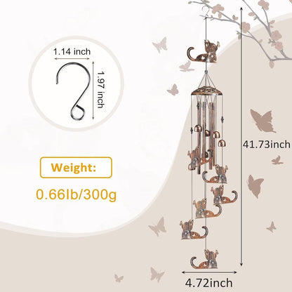 Cat Wind Chimes for Outside,Gardening Gifts for cat Lover，Women，Men，Mom，Birthday Party Decorations,Memorial Gifts,Wind Chimes Outdoors，Indoors,Room,Home,Wall,Garden,Patio,Yard Decor