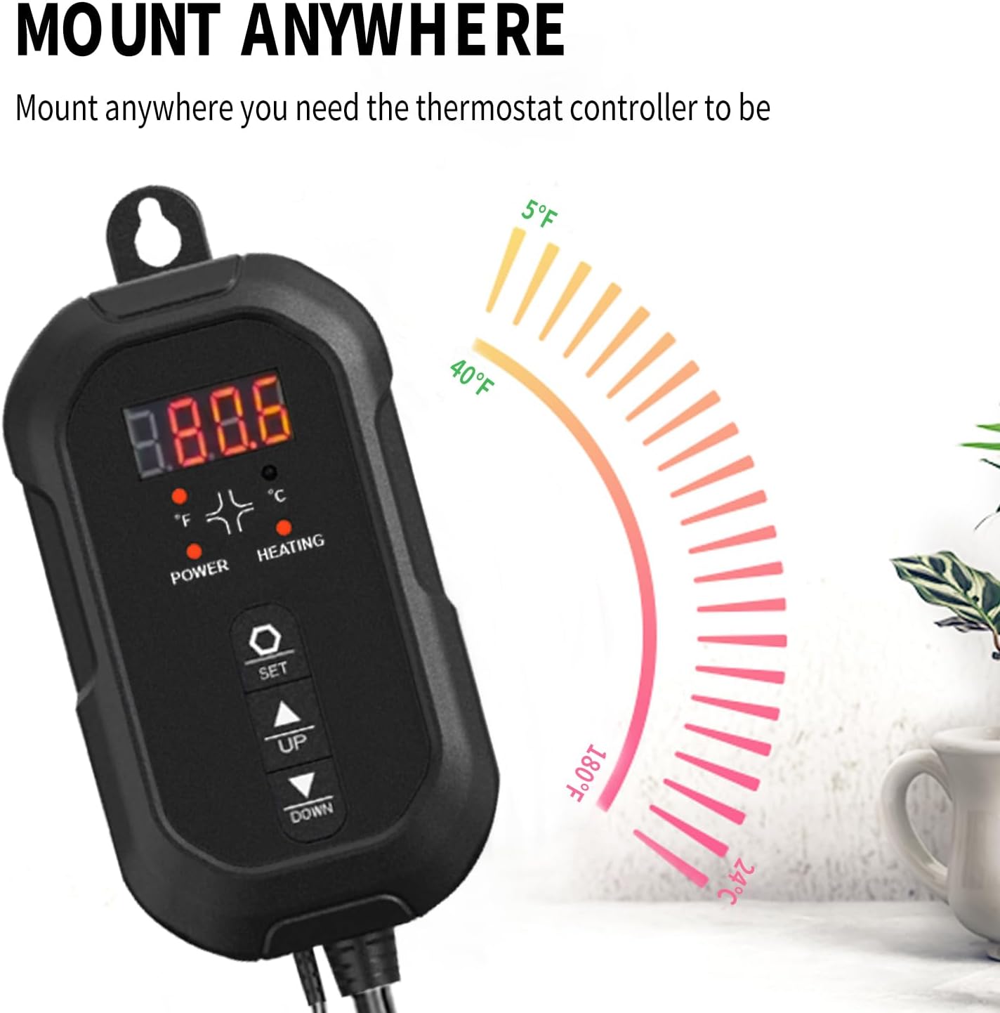 Digital Thermostat Controller 40-108℉ 8.3A 1000W,Thermostat Controller for Seed Germination, Reptiles and Brewing Breeding Incubation Greenhouse (Thermostat)